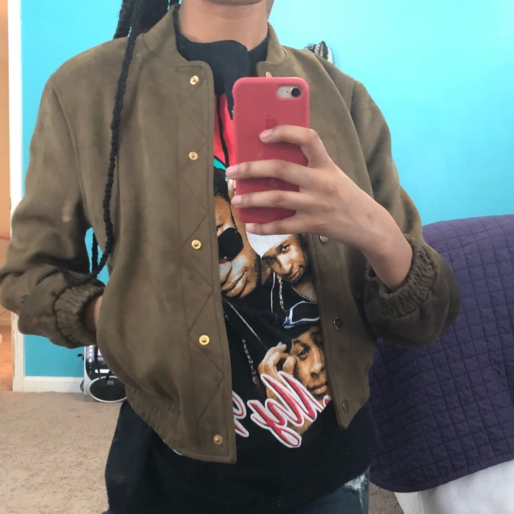 Suede Green Bomber Jacket